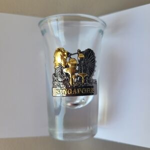 Singapore Shot Glass ~ Metallic Embellishment ~ Bar Cart ~ FINAL PRICE !!